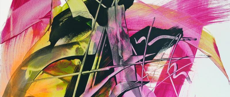 Rakel und Flächenpinsel - Acryl abstrakt