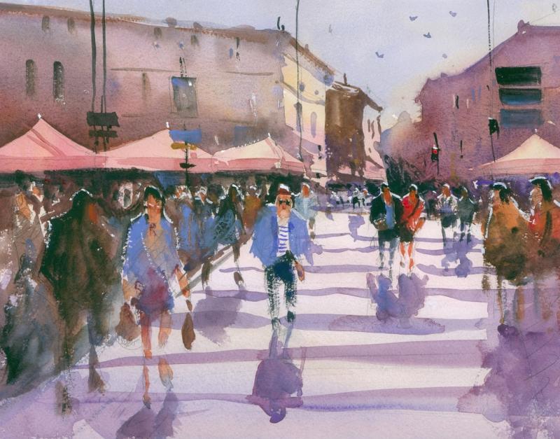 Menschen in der Stadt - Lebendigkeit im Aquarell